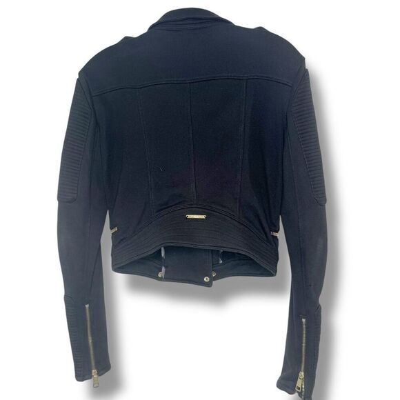 Burberry Brit Women’s Black Gold Hardware Moto Motorcycle Zip Jacket US Size 8 - Picture 3 of 9